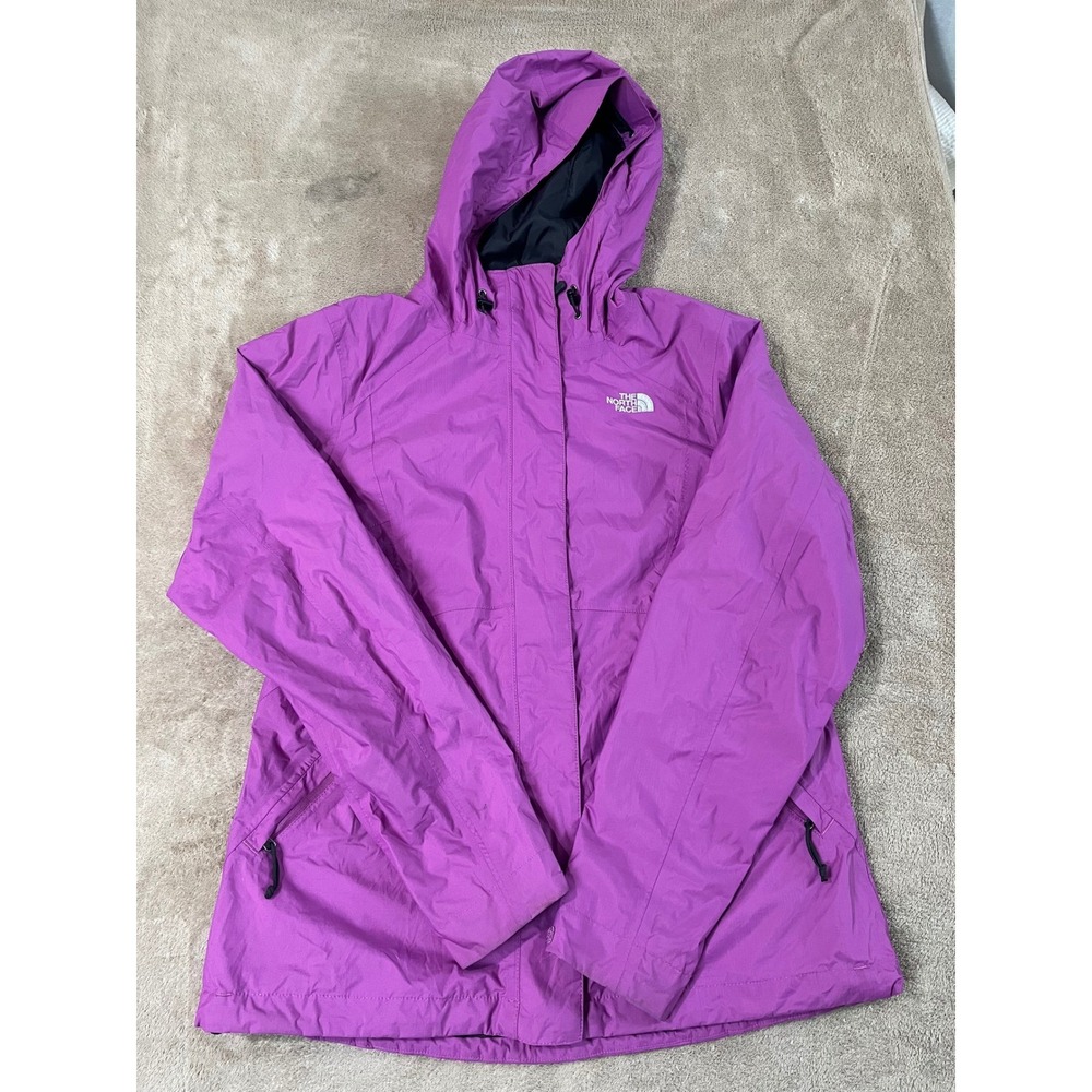 The North Face Hyvent Jacket Women Size Medium Purple Hooded Windbreaker euc